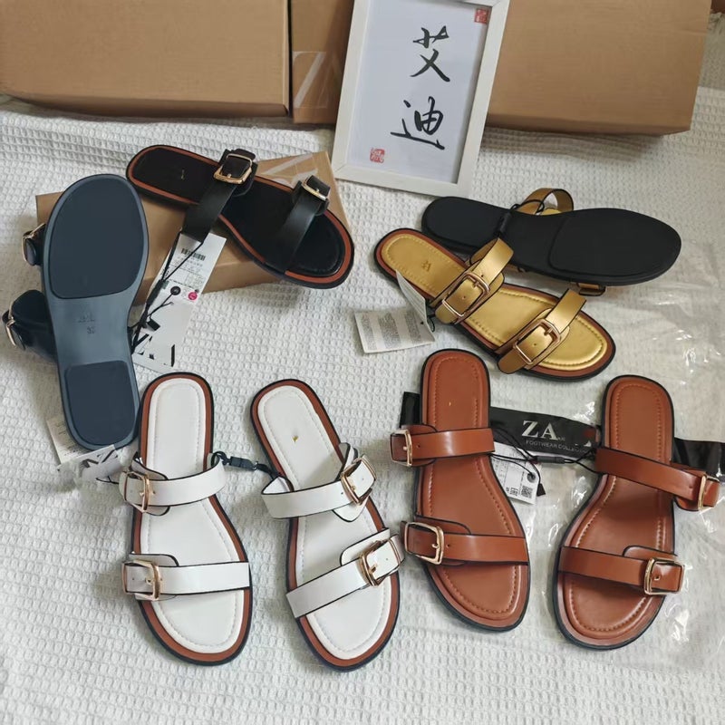 Aidi Ins New Popular Zar Original Flats Shoes Women'S Belt Buckle Sandals Slippers Sandals - Image 4
